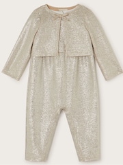 Monsoon Silver Baby Imogen Shimmer Romper and Jacket Set - Image 3 of 5
