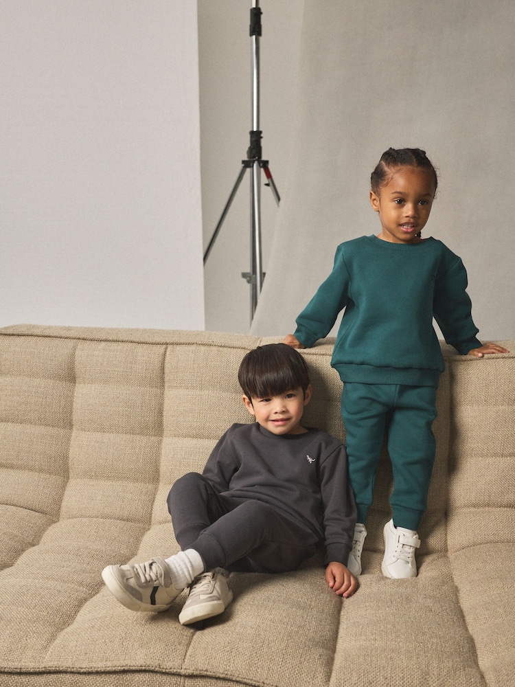 Charcoal Grey/Green Sweatshirt and Joggers Set 2 Pack (3mths-7yrs) - Image 2 of 10