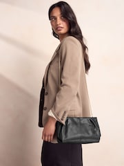 Black Leather Snap Clutch Bag - Image 2 of 8