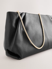 Black Leather Snap Clutch Bag - Image 7 of 8