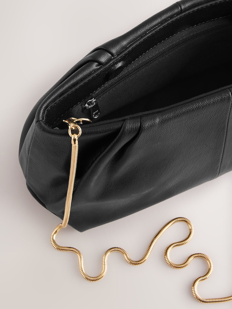 Black Leather Snap Clutch Bag - Image 8 of 8