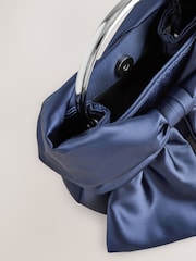 Navy Satin Bow Hand Held Bag - Image 10 of 10