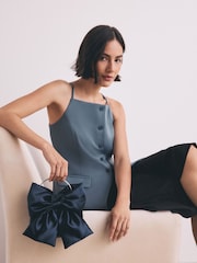 Navy Satin Bow Hand Held Bag - Image 4 of 10