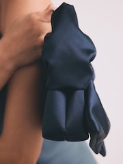 Navy Satin Bow Hand Held Bag - Image 5 of 10