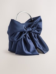 Navy Satin Bow Hand Held Bag - Image 6 of 10