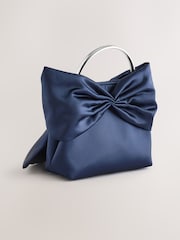 Navy Satin Bow Hand Held Bag - Image 7 of 10