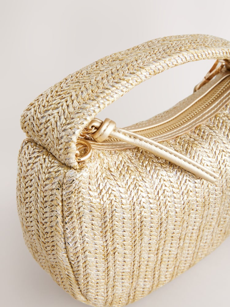 Metallic Raffia Effect Hand Held Bag - Image 5 of 5