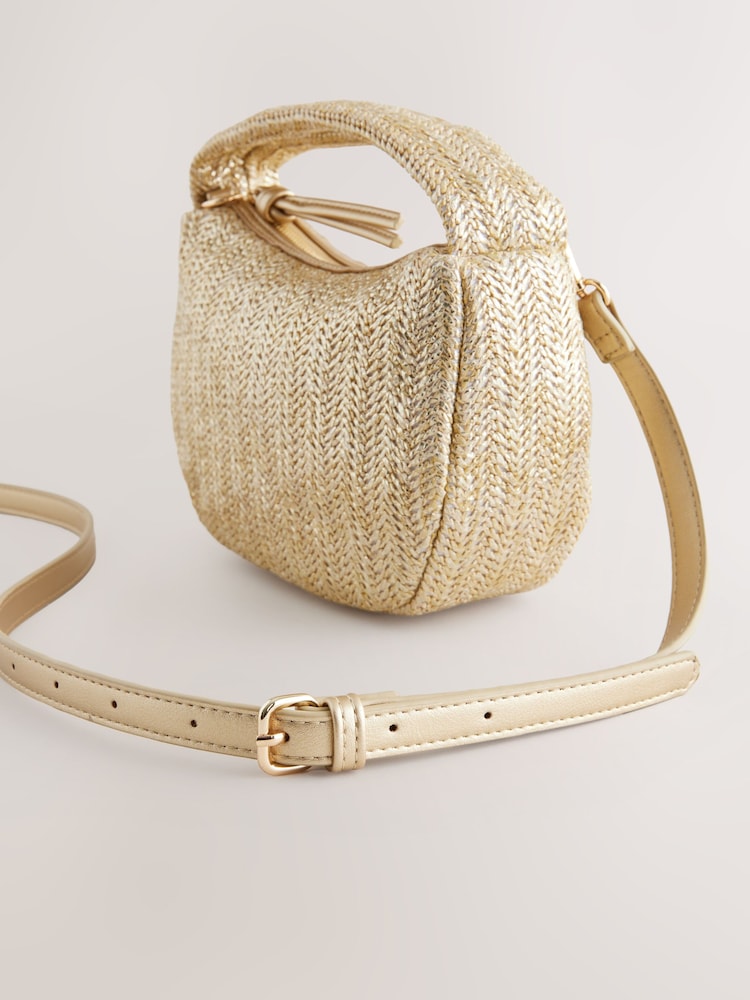 Silver Cream Raffia Cross Body Bag Ted Baker Staceli Raffia And