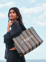 Chocolate Brown Canvas Shoulder Bag - Image 1 of 7