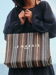 Chocolate Brown Canvas Shoulder Bag - Image 2 of 7