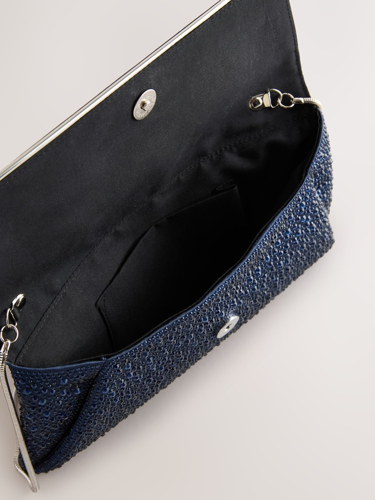 Navy Clutch Bag with Detachable Chain - Image 3 of 5
