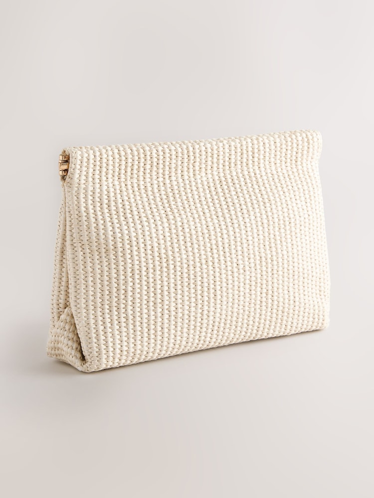 Natural Raffia Effect Clutch Bag - Image 2 of 5