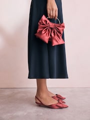 Coral Pink Satin Bow Hand Held Bag - Image 2 of 8