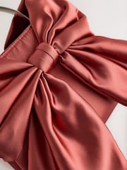 Coral Pink Satin Bow Hand Held Bag - Image 6 of 8