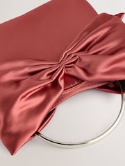 Coral Pink Satin Bow Hand Held Bag - Image 7 of 8