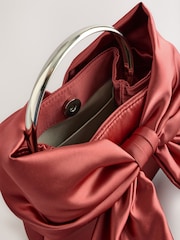 Coral Pink Satin Bow Hand Held Bag - Image 8 of 8