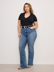 Good American Blue Soft Tech Classic Bootcut 100% Cotton Jeans - Image 1 of 12