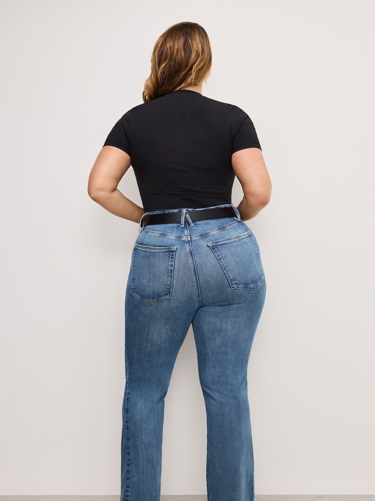 Good American Blue Soft Tech Classic Bootcut 100% Cotton Jeans - Image 2 of 12
