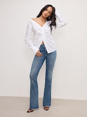 Good American Blue Soft Tech Classic Bootcut 100% Cotton Jeans - Image 3 of 12