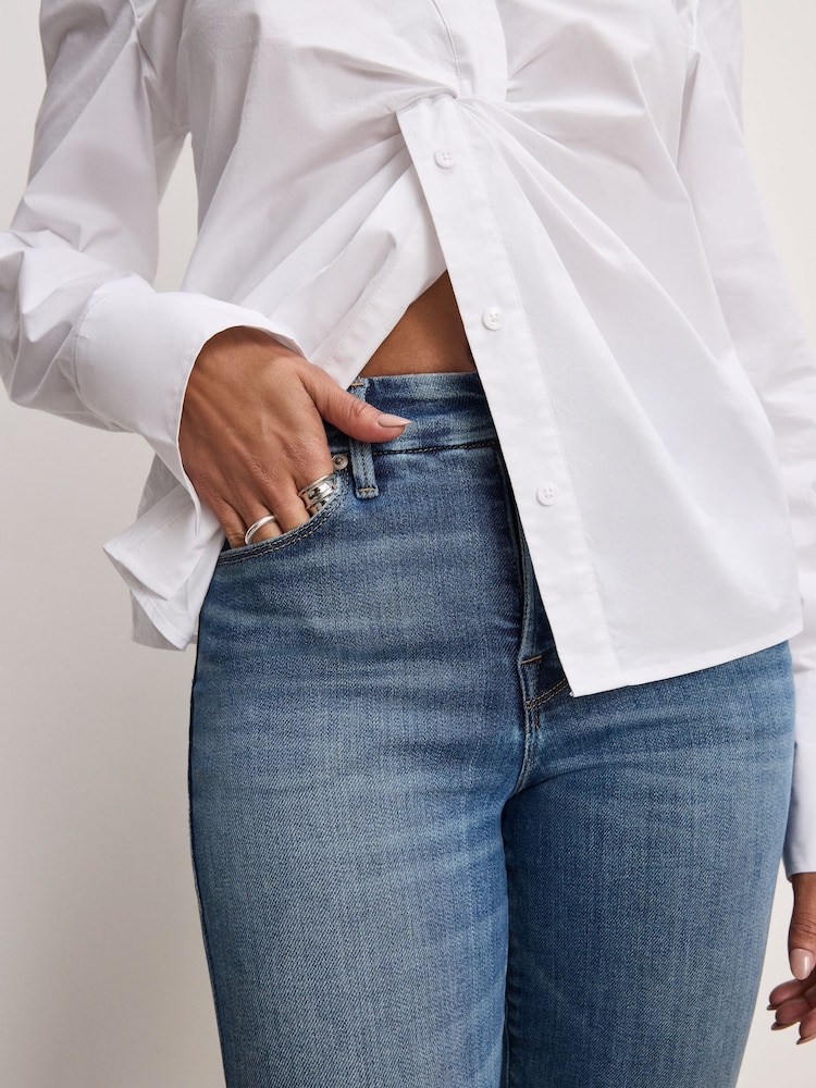 Good American Blue Soft Tech Classic Bootcut 100% Cotton Jeans - Image 5 of 12