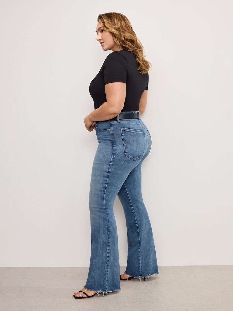 Good American Blue Soft Tech Classic Bootcut 100% Cotton Jeans - Image 8 of 12