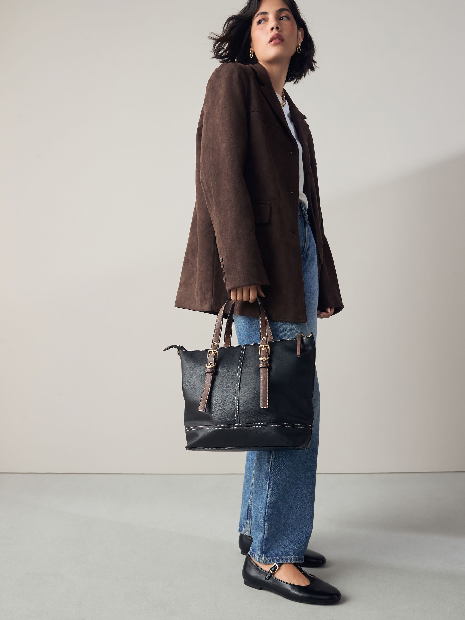 Black Buckle Hand Held Bag
