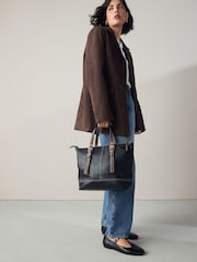 Black Buckle Hand Held Bag - Image 1 of 10