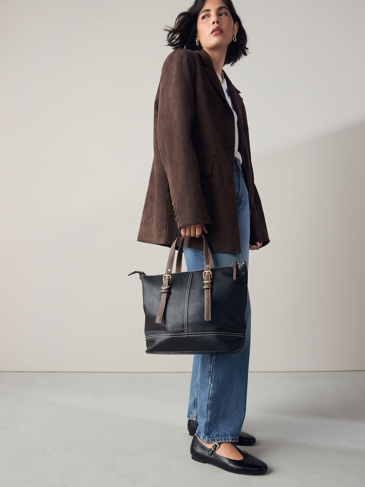 Black Buckle Hand Held Bag - Image 1 of 10