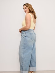 Good American Blue Standard Barrel 100% Cotton Jeans - Image 10 of 11