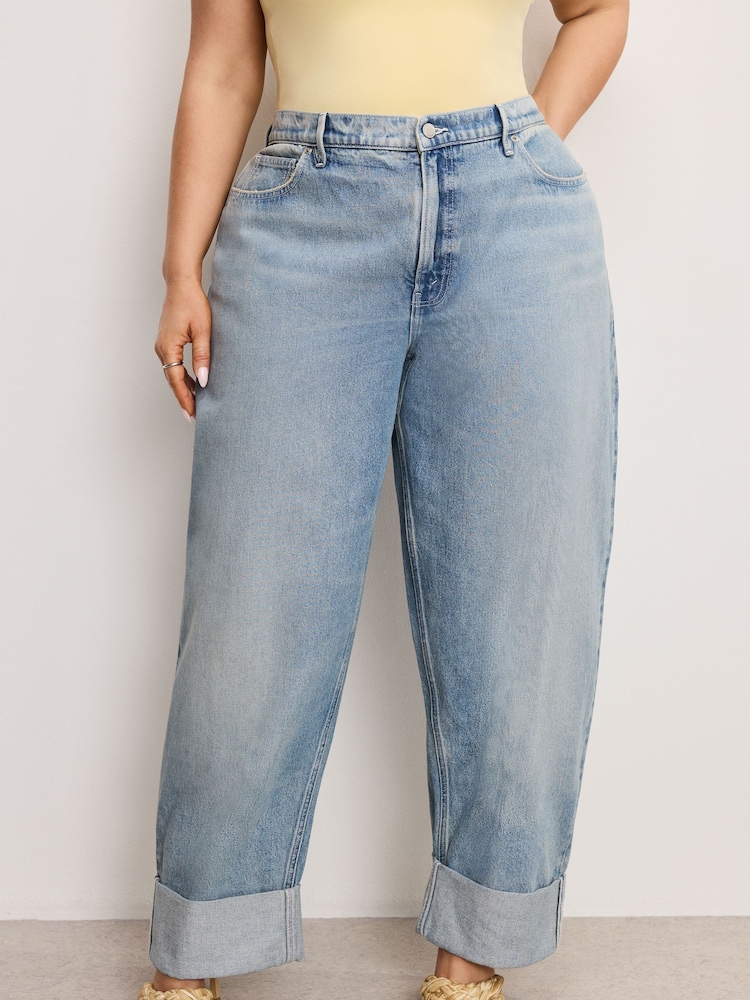 Good American Blue Standard Barrel 100% Cotton Jeans - Image 4 of 11