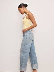 Good American Blue Standard Barrel 100% Cotton Jeans - Image 6 of 11