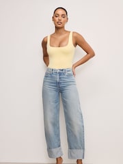 Good American Blue Standard Barrel 100% Cotton Jeans - Image 8 of 11