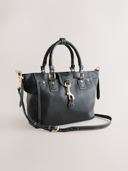 Black Leather Buckle Hand Held Bag - Image 1 of 5