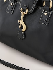 Black Leather Buckle Hand Held Bag - Image 4 of 5