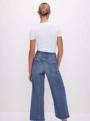 Good American 100% Cotton Waist Palazzo Crop Jeans - Image 2 of 8