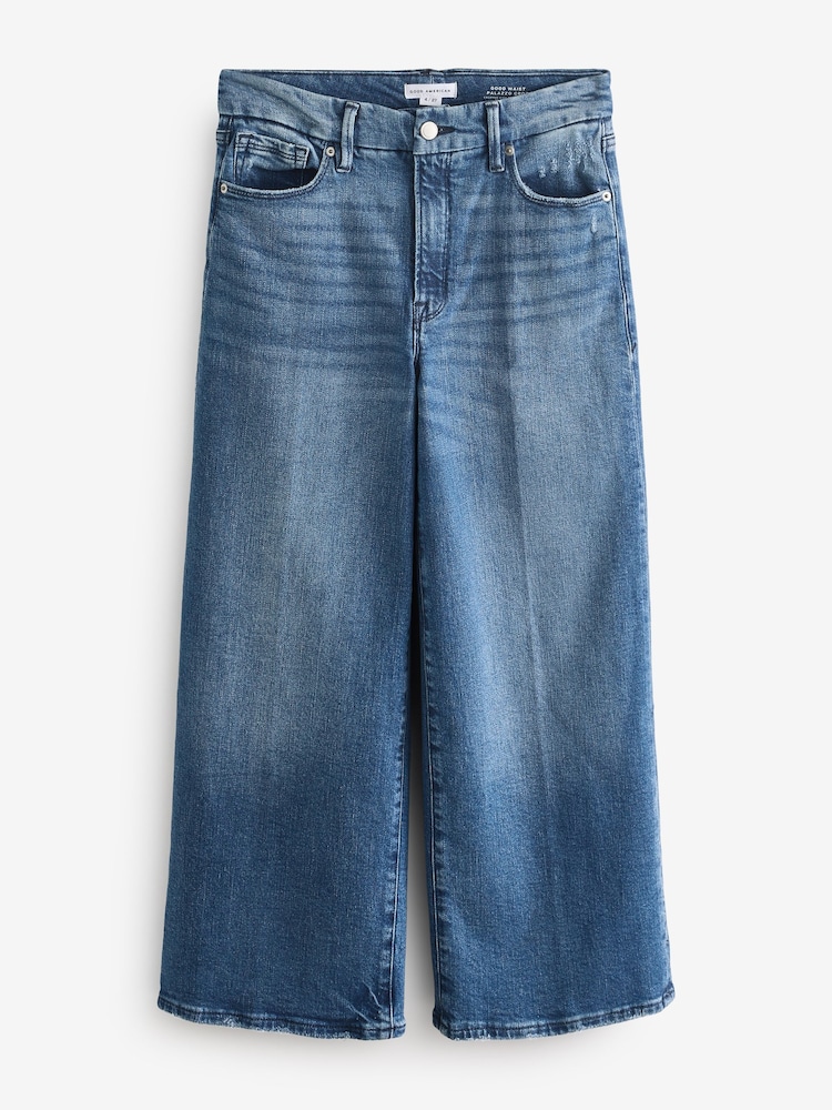 Good American 100% Cotton Waist Palazzo Crop Jeans - Image 8 of 8