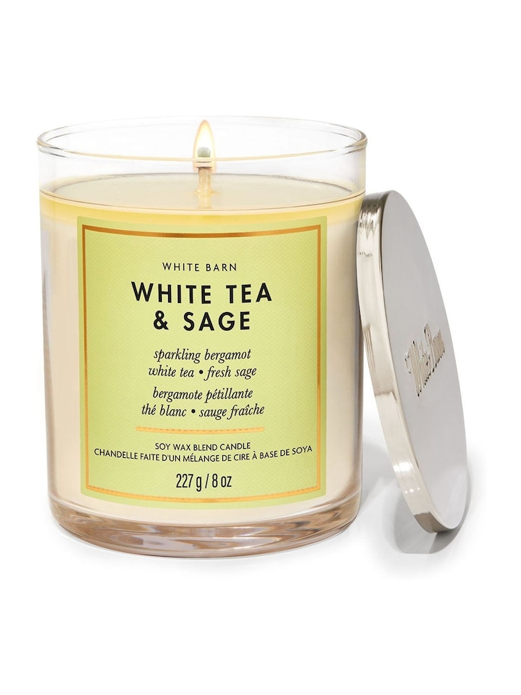 Bath & Body Works White Tea and Sage Single Wick Candle - Image 1 of 1