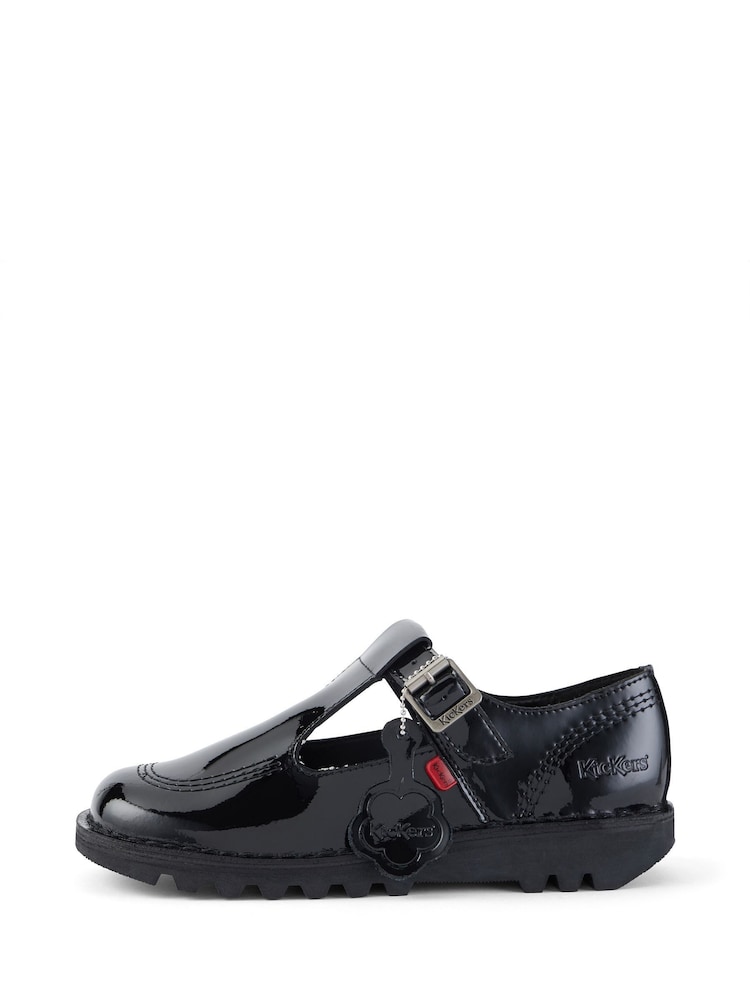 Kickers Black T Bar Patent Shoes - Image 2 of 6