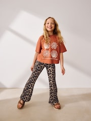 Animal Print Textured Flared Leggings (3-16yrs) - Image 3 of 8