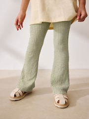 Khaki Green Textured Flared Leggings (3-16yrs) - Image 1 of 8