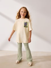 Khaki Green Textured Flared Leggings (3-16yrs) - Image 2 of 8