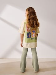 Khaki Green Textured Flared Leggings (3-16yrs) - Image 3 of 8