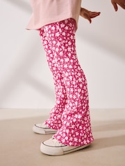 Pink/Red Floral Textured Flared Leggings (3-16yrs) - Image 1 of 9