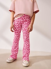Pink/Red Floral Textured Flared Leggings (3-16yrs) - Image 3 of 9