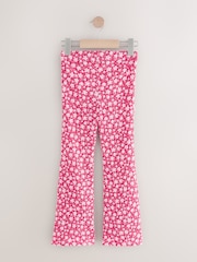 Pink/Red Floral Textured Flared Leggings (3-16yrs) - Image 7 of 9