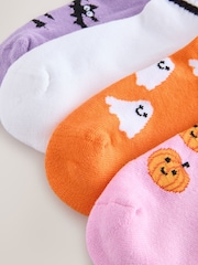 Pink/Purple/White and Orange Cotton Rich Cushioned Sole Halloween Ankle Socks 4 Pack - Image 3 of 3