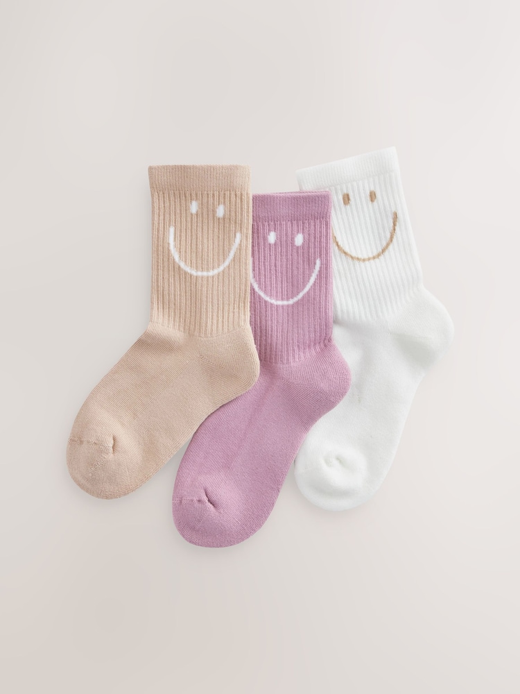 Purple, White and Neutral Regular Length Cotton Rich Cushioned Sole Ankle Socks 3 Pack - Image 1 of 3