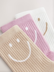Purple, White and Neutral Regular Length Cotton Rich Cushioned Sole Ankle Socks 3 Pack - Image 2 of 3