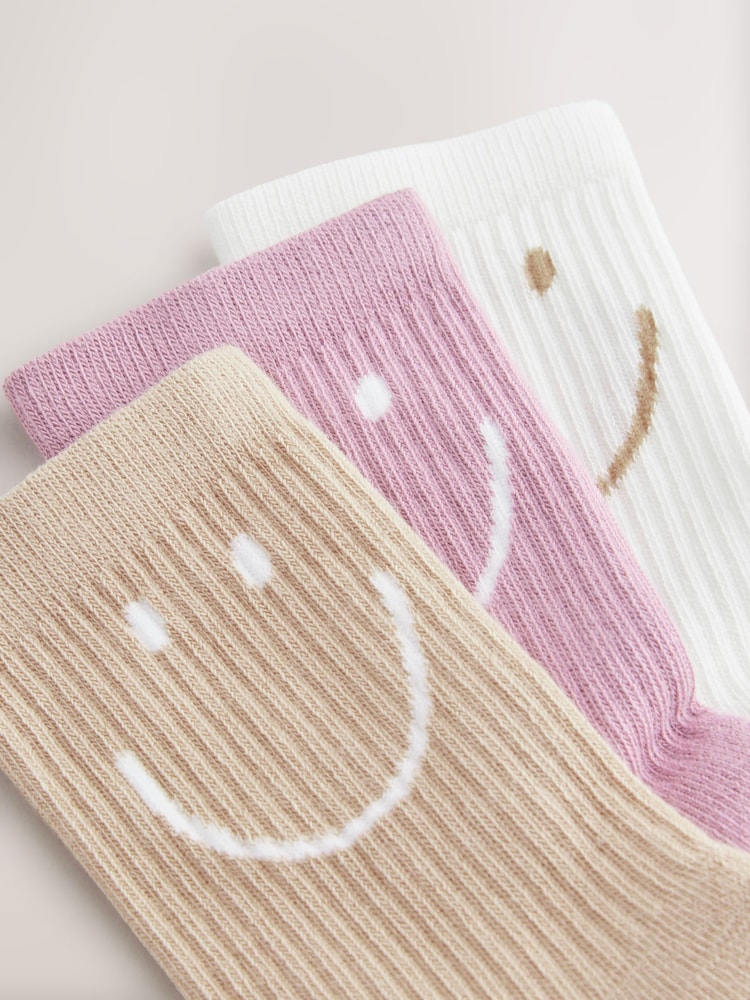 Purple, White and Neutral Regular Length Cotton Rich Cushioned Sole Ankle Socks 3 Pack - Image 2 of 3