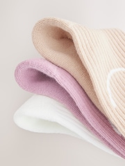 Purple, White and Neutral Regular Length Cotton Rich Cushioned Sole Ankle Socks 3 Pack - Image 3 of 3